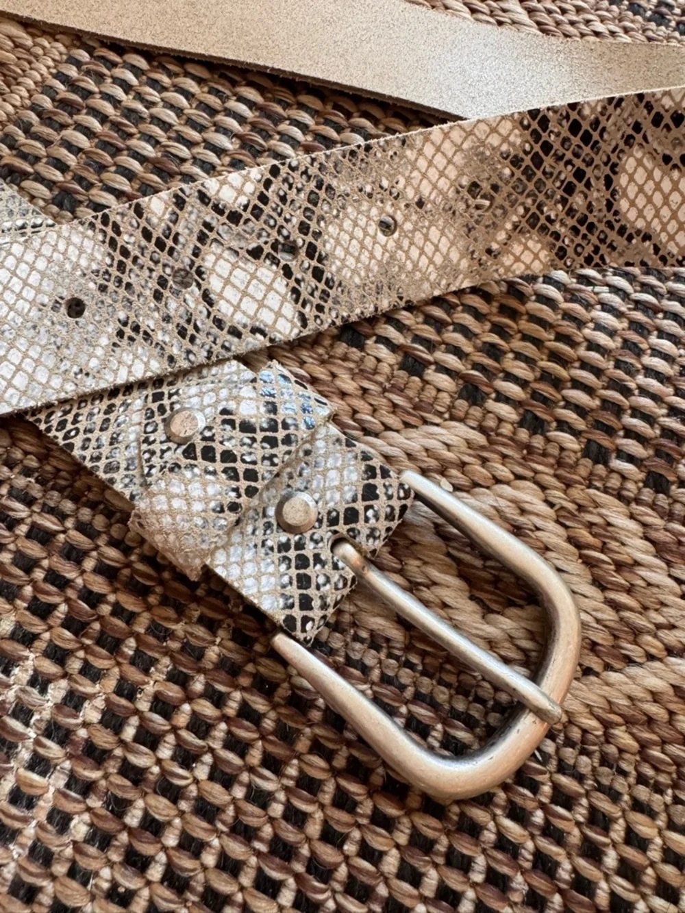 GEORG ROTH Genuine Leather Snakeskin Print Tan Belt Silver Buckle Unisex